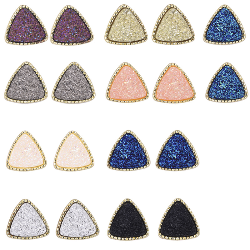 Ear Studs Classification 1 Pair Fashion Triangle Alloy Plating Artificial Gemstones Women's Ear Studs