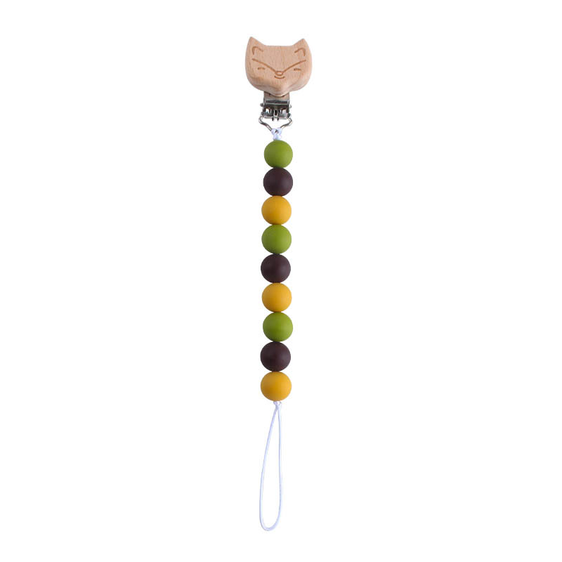 Nueva Beech Fox chupete clip bebé DIY creativo chupete cadena cuentas de silicona de dibujos animados Beech beads Toy teether