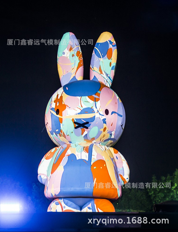 充气彩绘兔卡通灯光美陈广告充气装饰户外灯光卡通