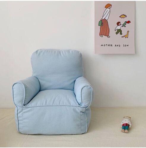 INS children's single sofa plaid solid color canvas mini sofa chair seat kindergarten early education institution sofa