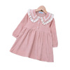 Dress Korean version long sleeve simple pure color princess dress children’s wear