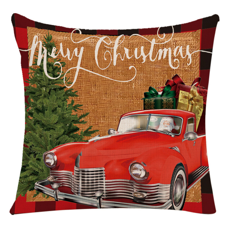 Christmas Festival Cute Letter Snowman Elk Chemical Fiber Pillow Cases