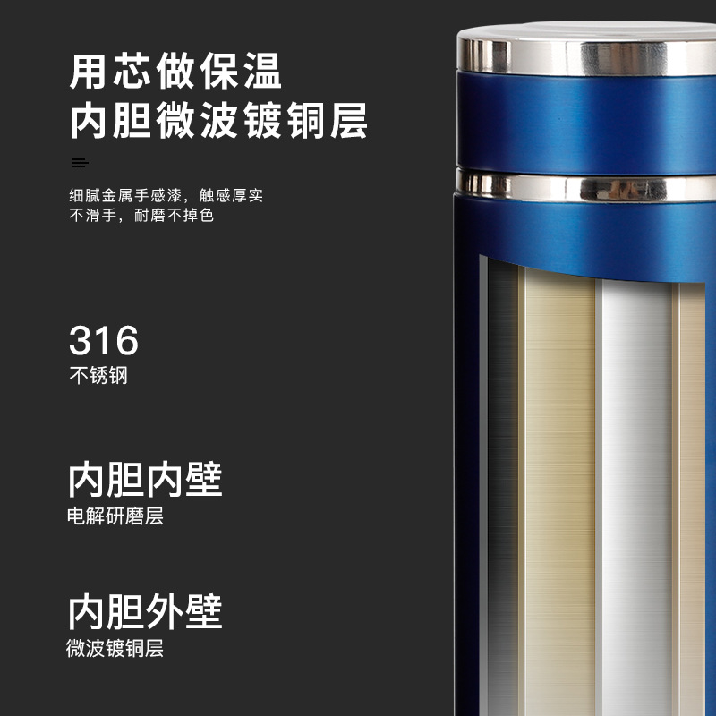 厂家直销 316双层不锈钢真空保温杯 商务直身水杯 便携礼品杯定制