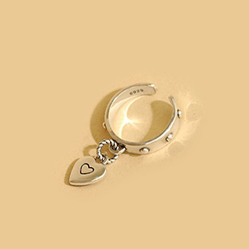 15g Weight Charm Ring Classification Retro Lady Streetwear Heart Shape Copper Plating Charm Ring
