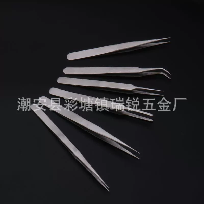Tweezers stainless steel, anti-static electric tools set from black spots