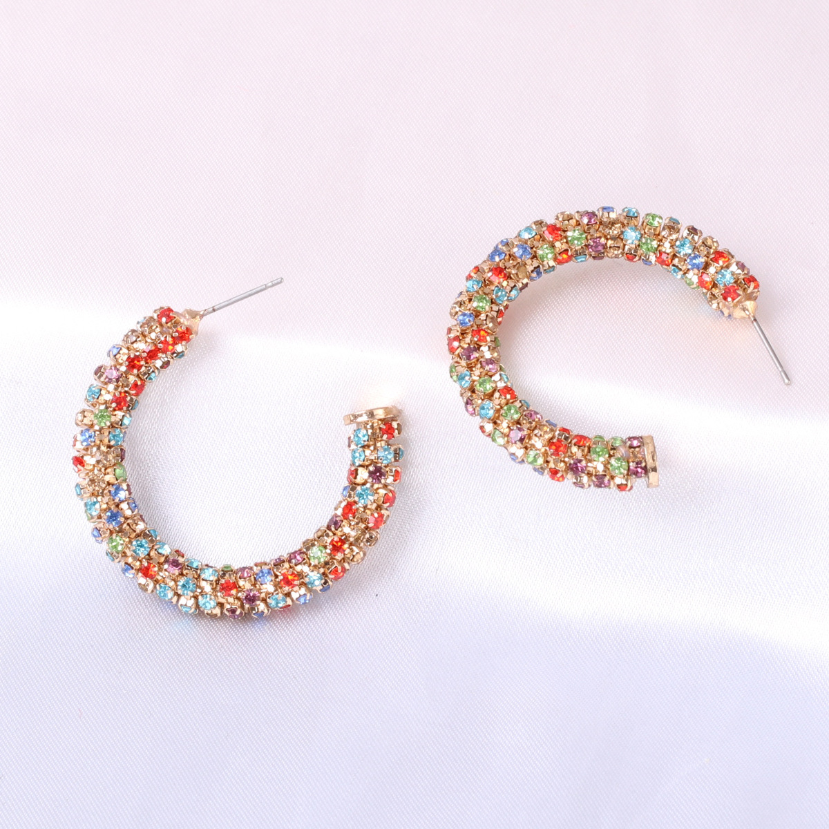 Fashion C Shape Diamond Alloy Earrings Ear Studs display picture 12