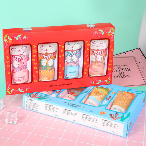 Set of four hand creams, autumn and winter hydrating, moisturizing, anti-drying, hand care, rejuvenating hand cream gift box