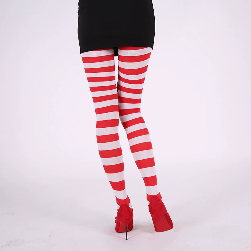 Striped Tights for Halloween Cosplay, Multicolor Stripe Pattern, Size 110×10
