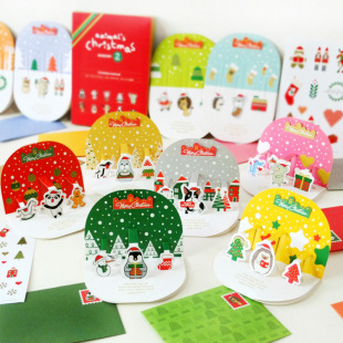 Spot Wholesale Creative Christmas Stereo Greeting Card with Envelope Cute Cartoon Kidsren's Christmas Handmade diy Card