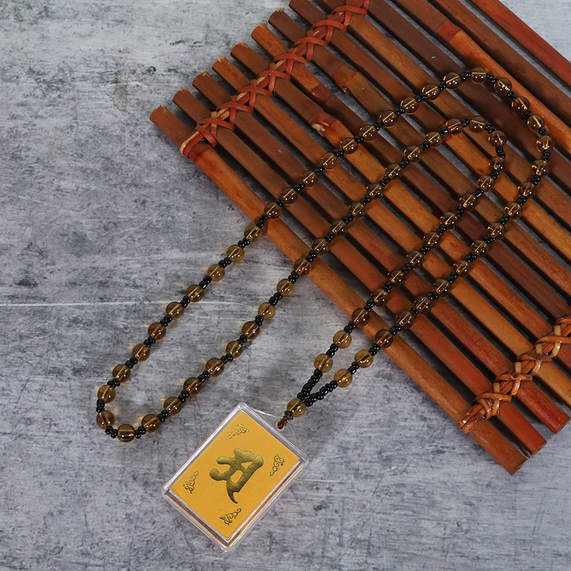 Large Lotus Sutra Pendant with Multi-Mantra Integration, Great Compassion Sutra, Unisex Clear Glass Necklace, Scenic Area Decor