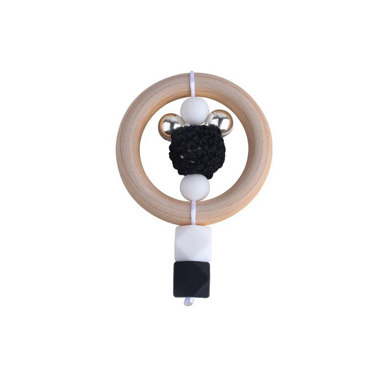 Nuevo DIY creativo Rana Hemu anillo infantil mano palo sonajero juguete mordedor de silicona teether stick