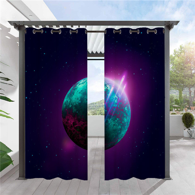 Cross-border selling 3D digital printing Star series waterproof shading outdoor fabric perforated curtains