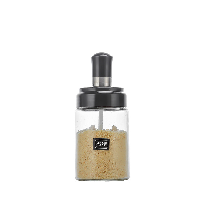 家用调味料瓶组合套装勺盖一体调味罐玻璃调料盒盐罐厨房调料罐子