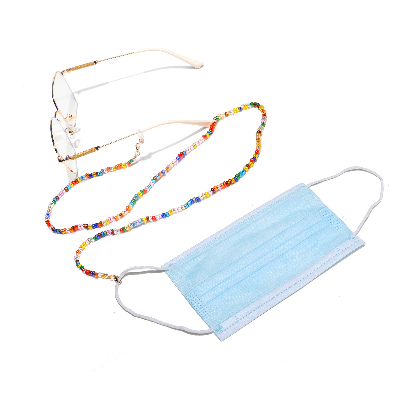 High Quality Fashion Mixed Color Rice Bead Glasses Chain display picture 1
