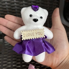 Cartoon bouquet single foam bear ice cream bear with diamond wooden sign doll bouquet gift box decoration plush bear accessories