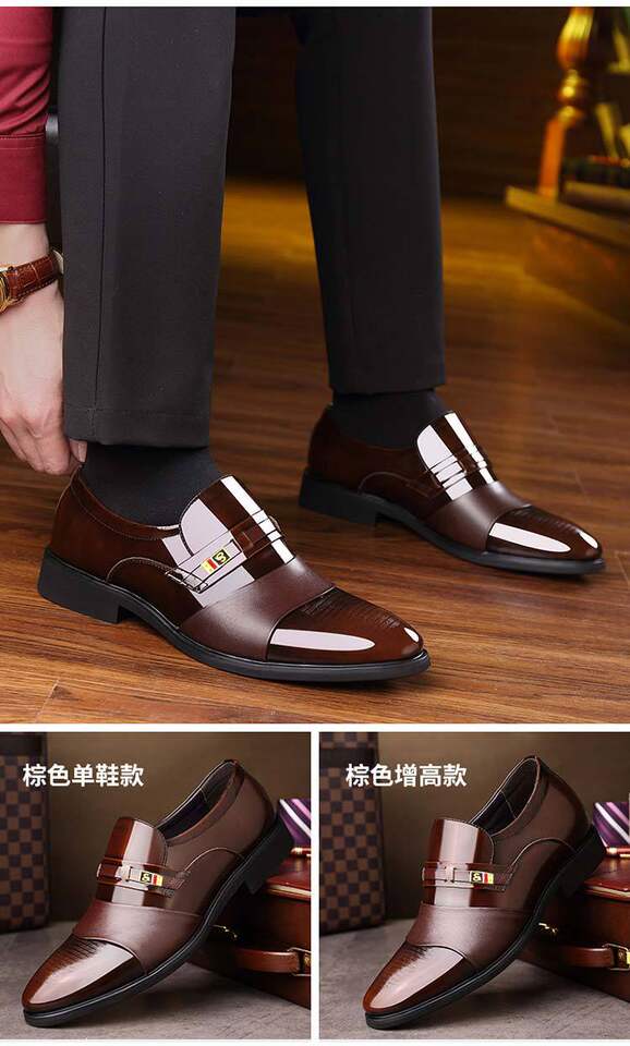 Giày da nam công sở mũi nhọn cổ thấp kiểu lười, form rộng — Giày một lớp màu nâu, Giày một lớp màu đen chi tiết 17