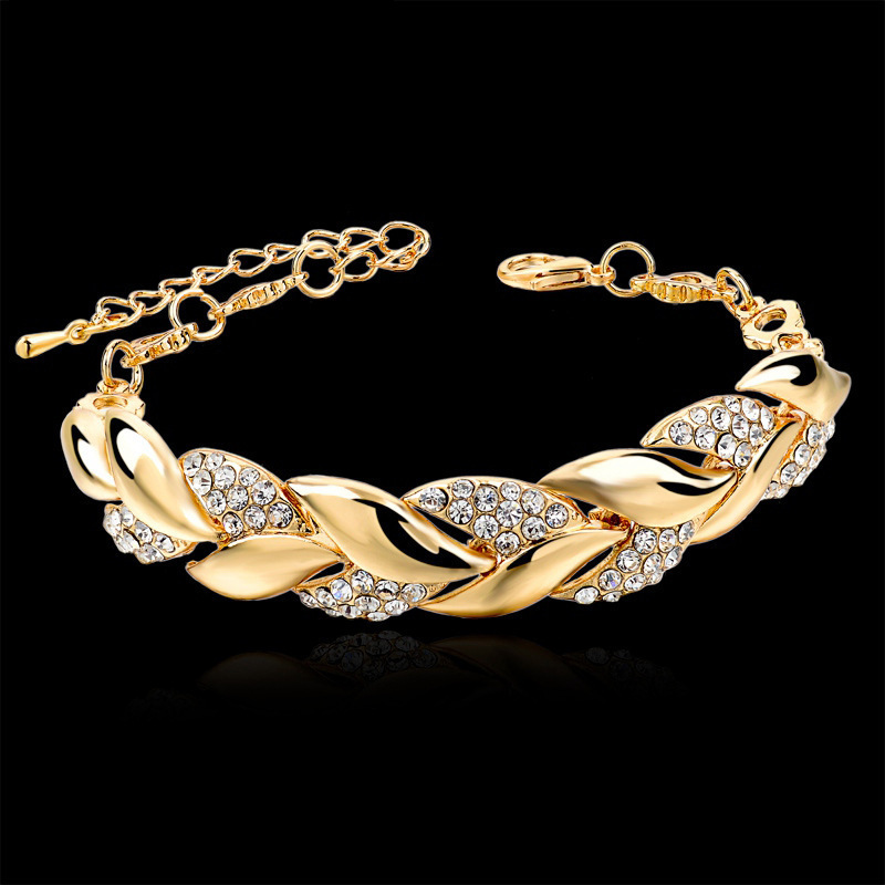 Elegant Lady Leaf Alloy Inlay Zircon Women's Bracelets display picture 2