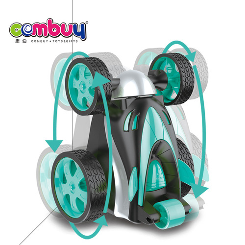 Cross-border electric remote control dump truck stunt car toy, rolling stunt double-sided car electric children's toy stall