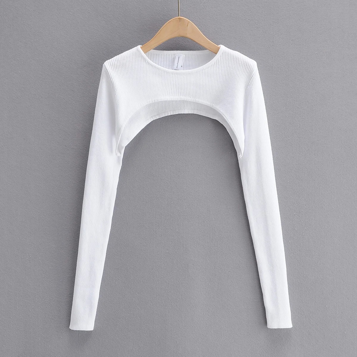 Solid Color Long-Sleeved Short Blouses NSAC49740