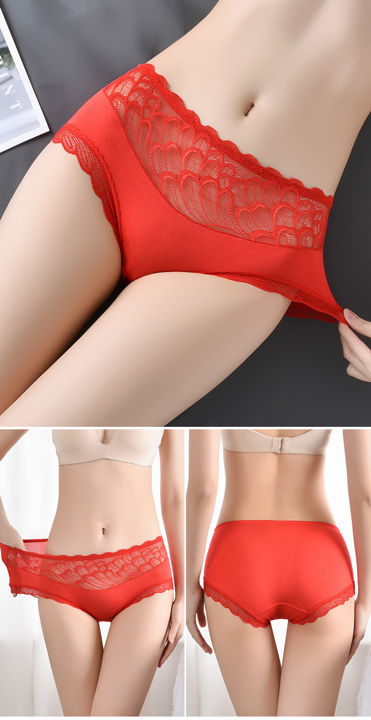 Solid Color Seamless Breathable Mid Waist Briefs display picture 5