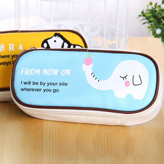 0217韩国可爱pu皮创意大容量笔袋简约男女学生卡通动物笔袋|ms