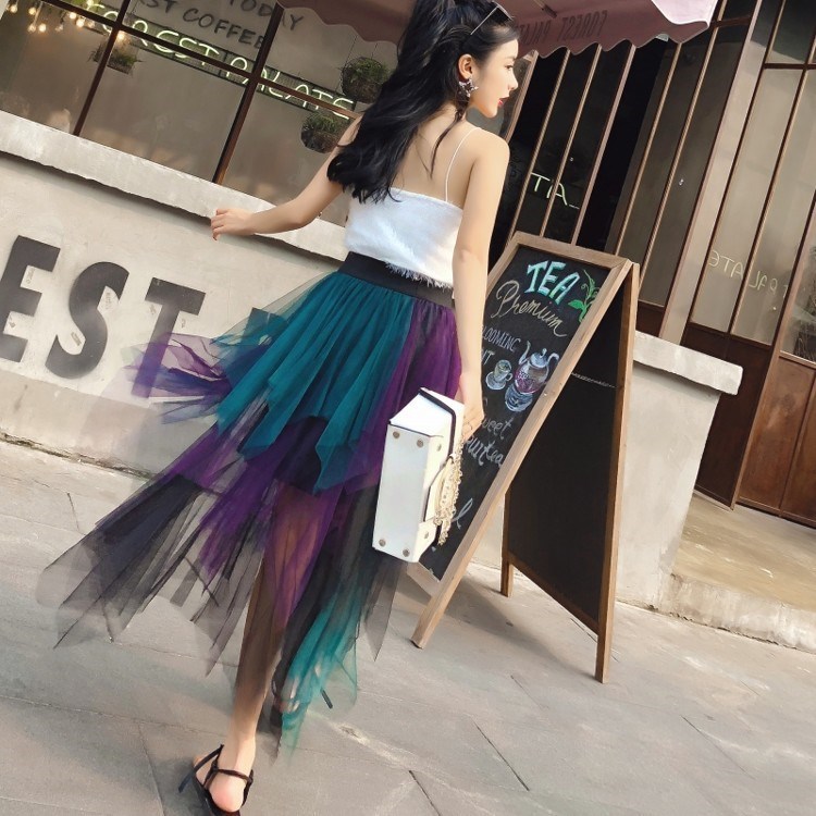 Fashion Style Summer Spring Autumn Fashion Tie Dye Polyester Knee-length Skirts