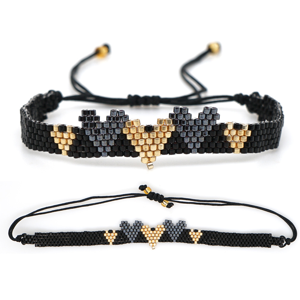 Simple Punk Style Stacked Bracelet Set Miyuki Beads Cross Heart Bracelet display picture 4