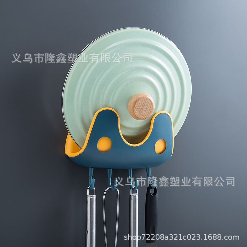 免打孔双层双色锅盖架 带挂钩可接水菜板多功能收纳架置物架批发