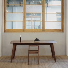 宽木窄作 原方桌常规版 现代简约黑胡桃木樱桃红橡实木小餐桌书桌