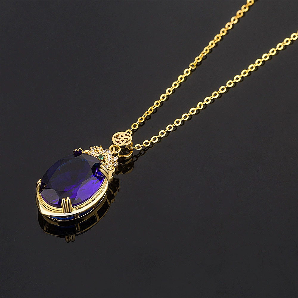 Gemstone, sapphire pendant, golden diamond stone inlay, 750 sample gold
