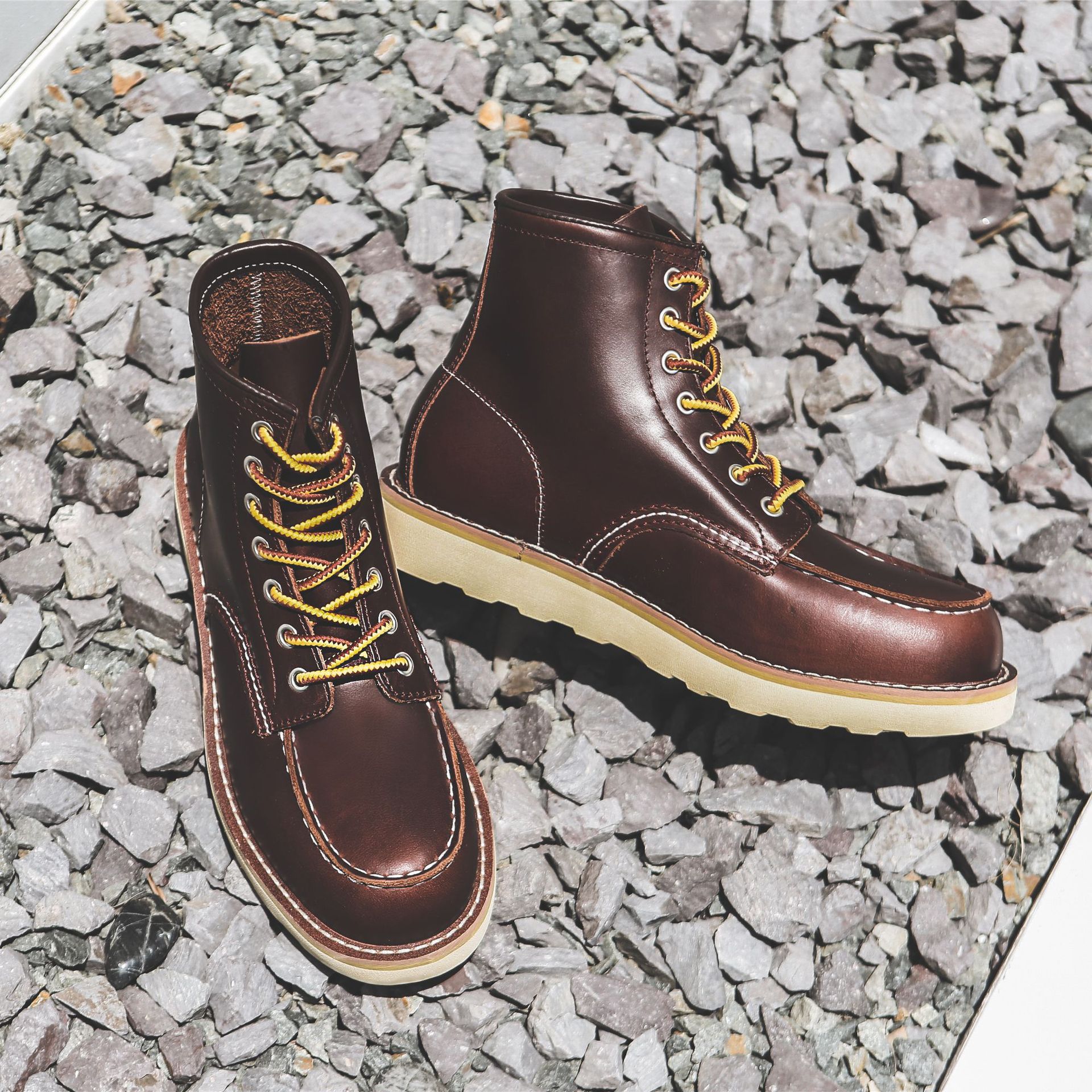 Title 39, Stivali Martin piatti slip-on retrò da lavoro d...