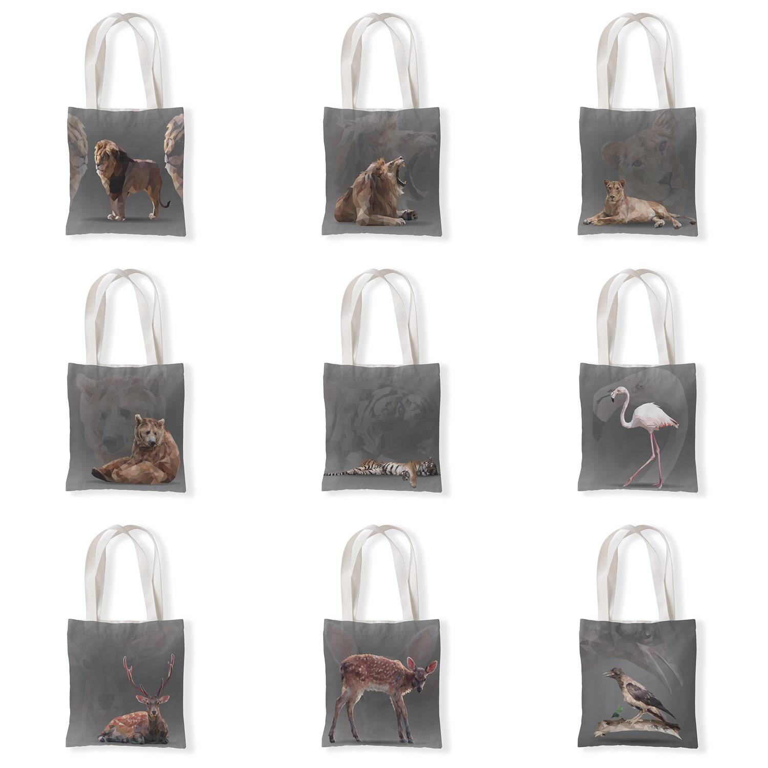 动物创意图案帆布材质袋单肩学生小手拎包零钱袋休闲百搭女包