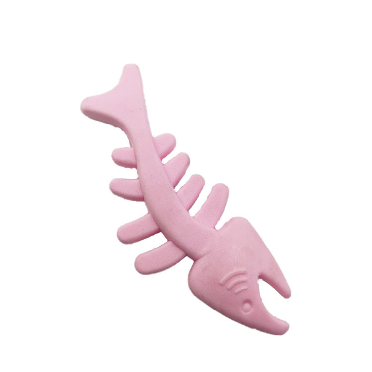Venta directa de fábrica TPR espuma fragancia caramelo color Fishbone perro gato juguete educativo molar juguete para mascotas