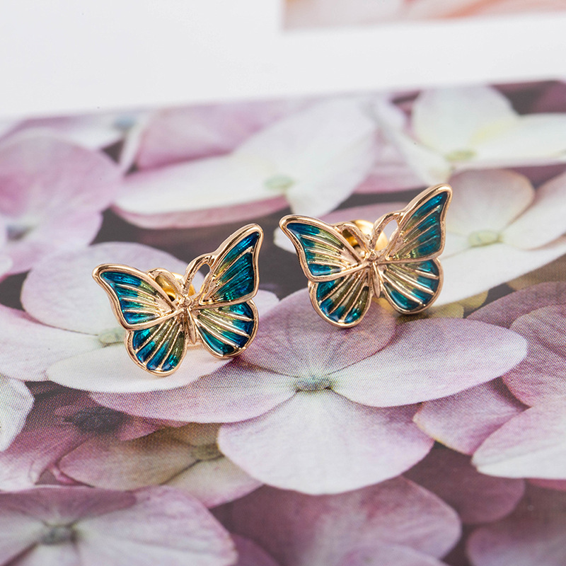 Butterfly Gradient S925 Silver Needle Fashion Earrings display picture 4