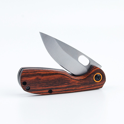 Outdoor folding knife multi-purpose knife high hardness portable self-defense survival knife outdoor small knife colored wood fruit knife