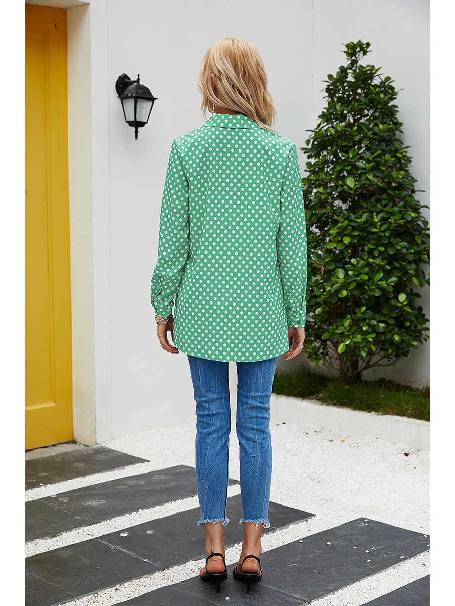  Fashion Polka Dot Top Ladies Long Sleeve Shirt NSAL2091