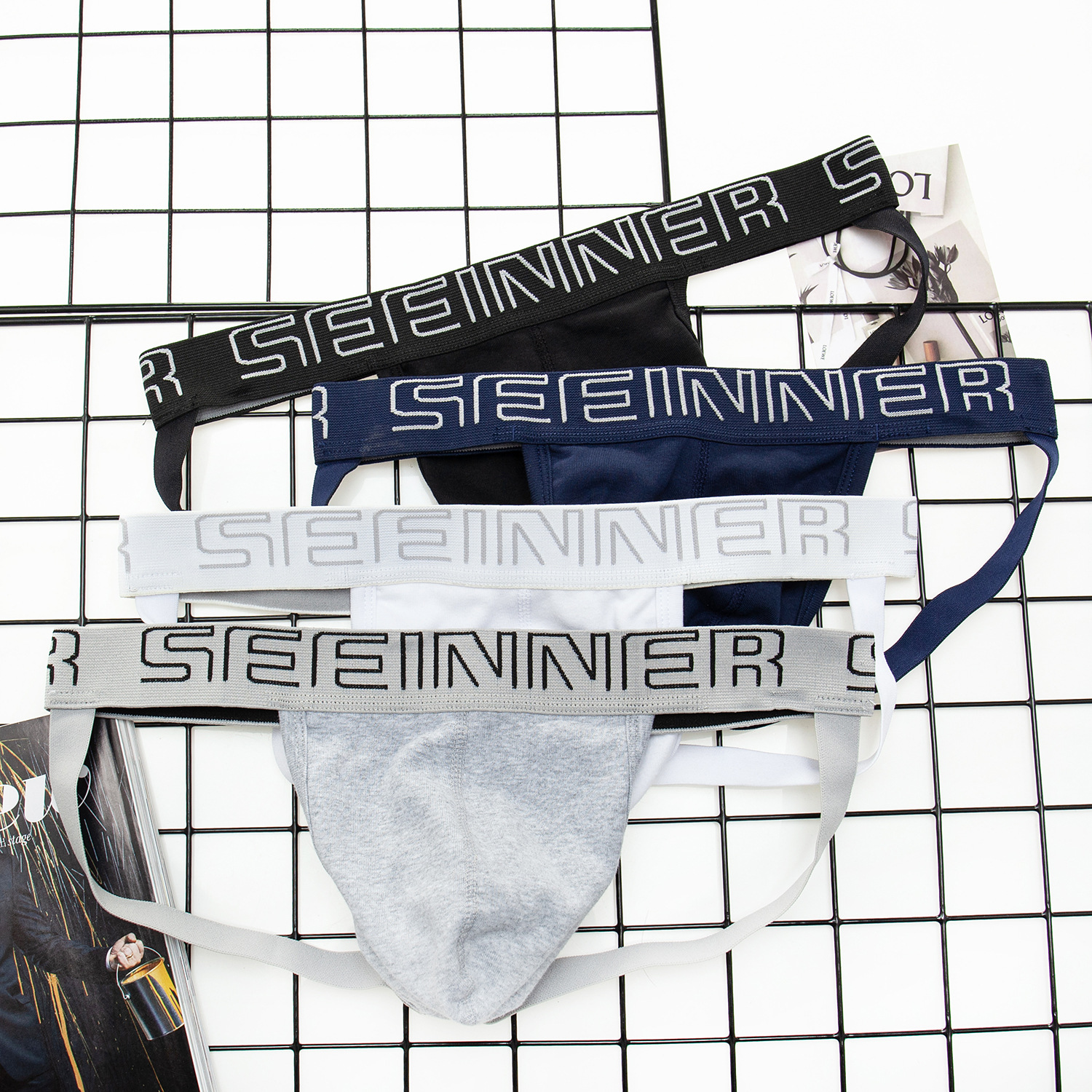 SEEINNERMen's Sexy Double Underwear,Sexy Thong Underwear,Formal Underwear,Threaded Cotton UProtruding Buttocks Underwear