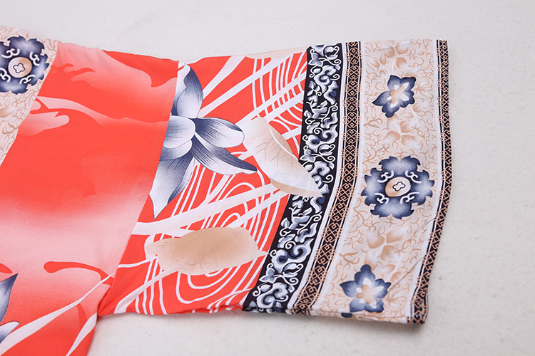 Europäischer Und Amerikanischer Orange Farbener Boden Kranich Blume Saflor Kimono Sonnenschutz Strickjacke Bikini Bluse Badeanzug Mit Urlaubs Rock Frauen display picture 7