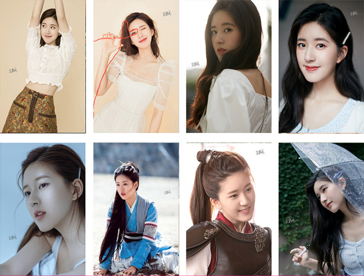 传闻中的陈芊芊赵露思明星周边海报墙纸 一套八张压纹海报