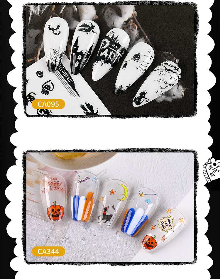 Fashion Halloween Pattern Paper Nail Patches 1 Set display picture 2