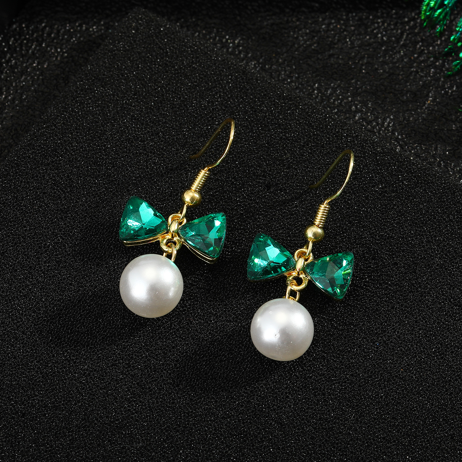 925 Silver Needle Bow Pearl Earrings display picture 4