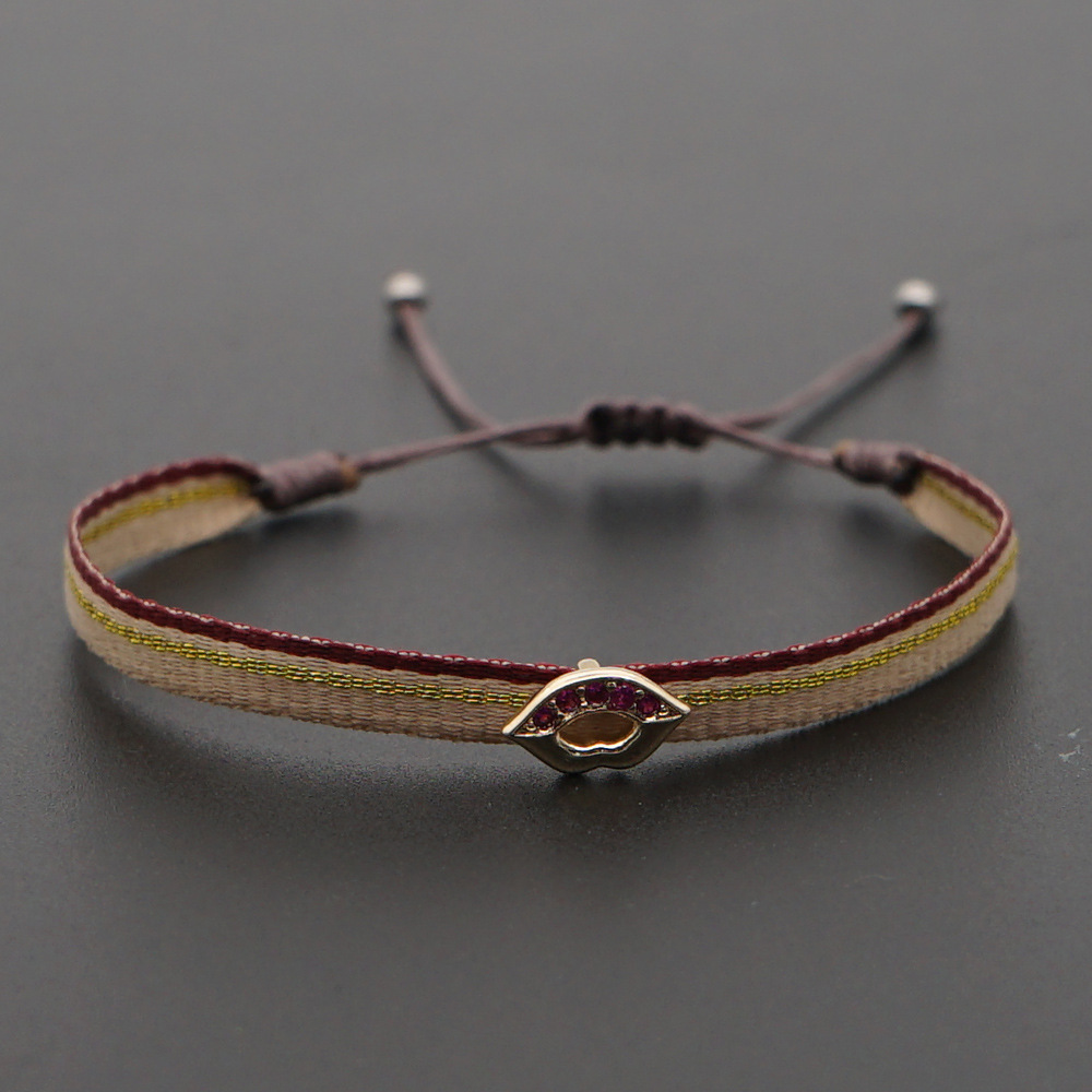 Contrasting Color Pattern Bohemia Retro Webbing Diamond Alloy Bracelet For Women Nihaojewelry display picture 5