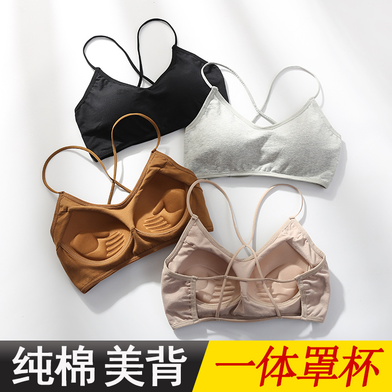Cross Beauty Vest 원피스 속옷 여성의 Rimless Sling Bra 충격 방지 방지 조명 브래지어 포장 가슴 작은 가슴