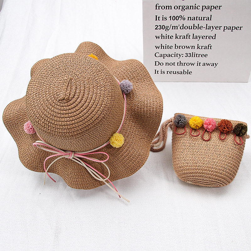 New Straw Hat Shoulder Bag Set Nihaojewelry Wholesale Small Fresh Children Cute Hat Bag Summer Girl Travel Match display picture 4