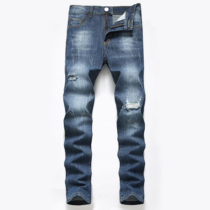 Herren Jeans Im Used Look Gerade Geschnittene Denim Hose Casual_voghion.com