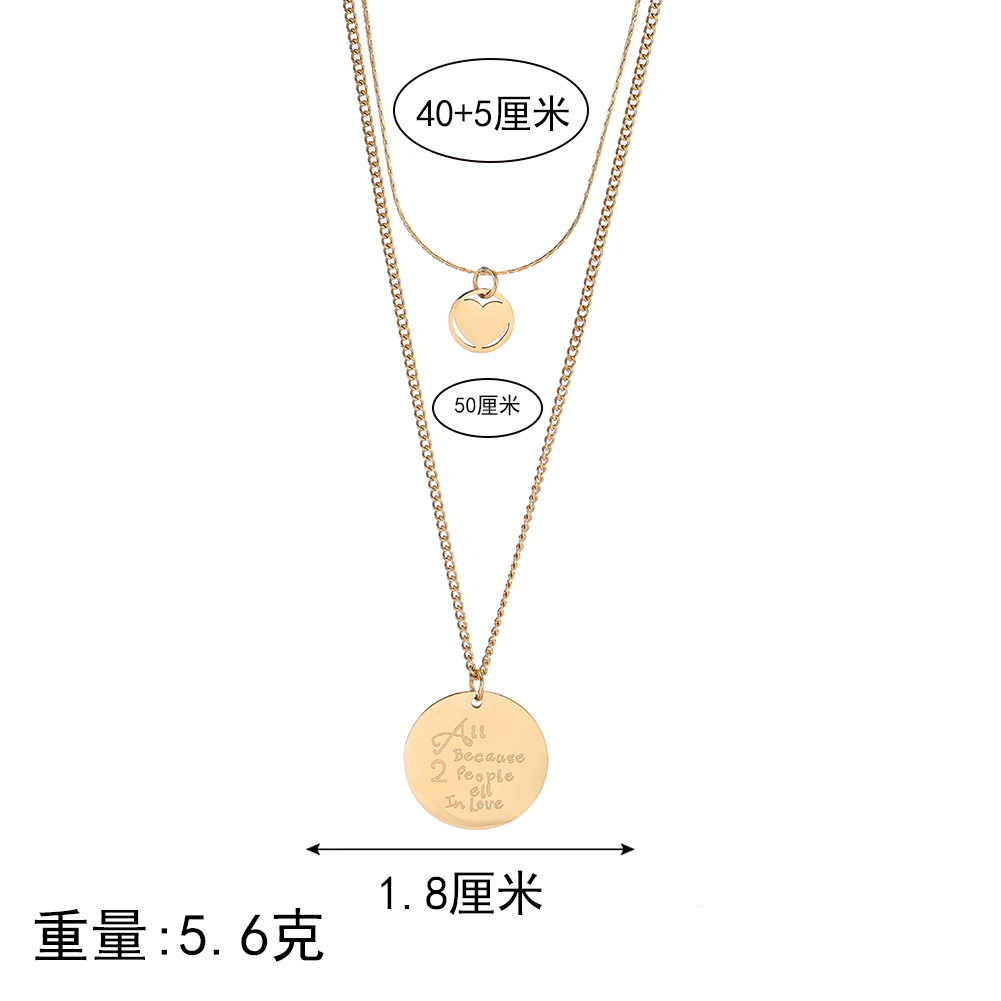 New Simple Coin Two-layer Metal Disc Multi-layer Neck Chain Wholesale display picture 1