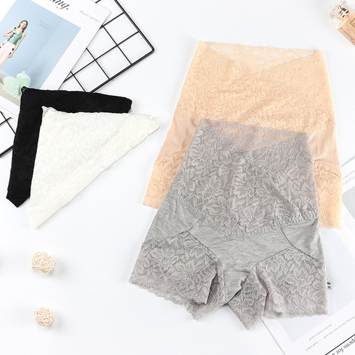 New high-waisted tummy-tightening waist safety pants without underwear for large size women anti-exposure lace can be worn outside leggings