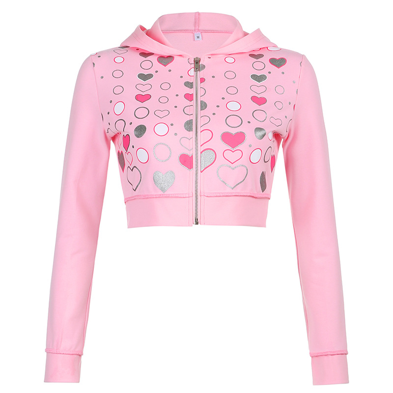 fashion hooded zipper love printing jacket Nihaostyles wholesale clothing vendor NSSSN75375