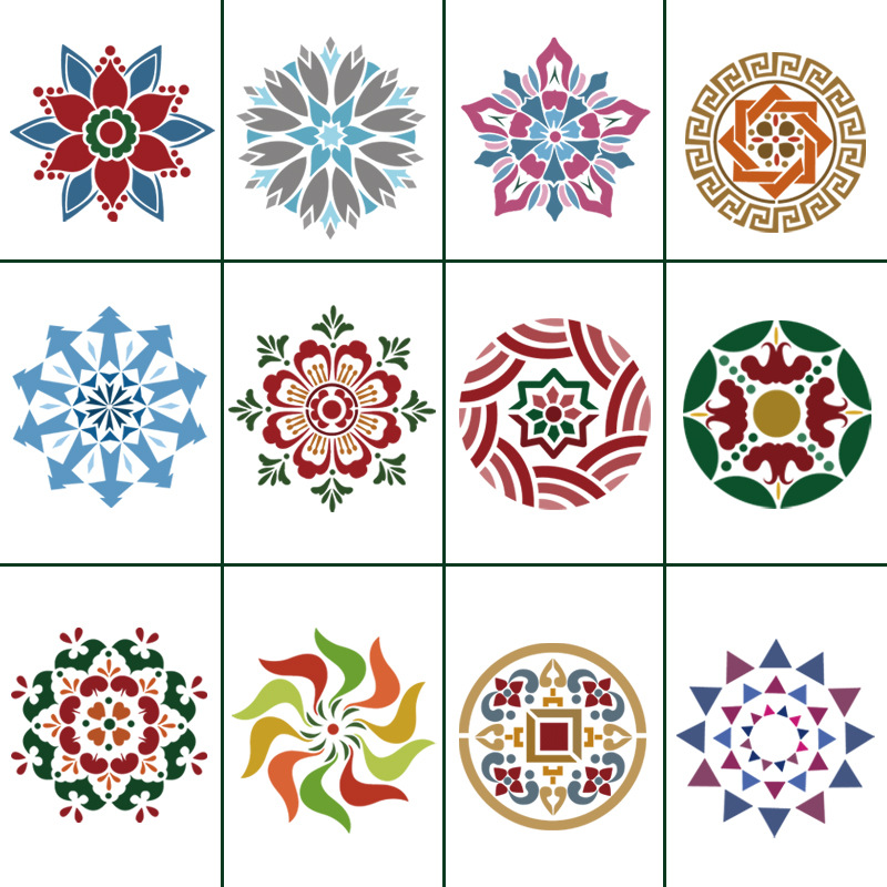 Mandala曼陀罗绘画模版辅助绘画模板diy墙绘家具装饰镂空绘画模板