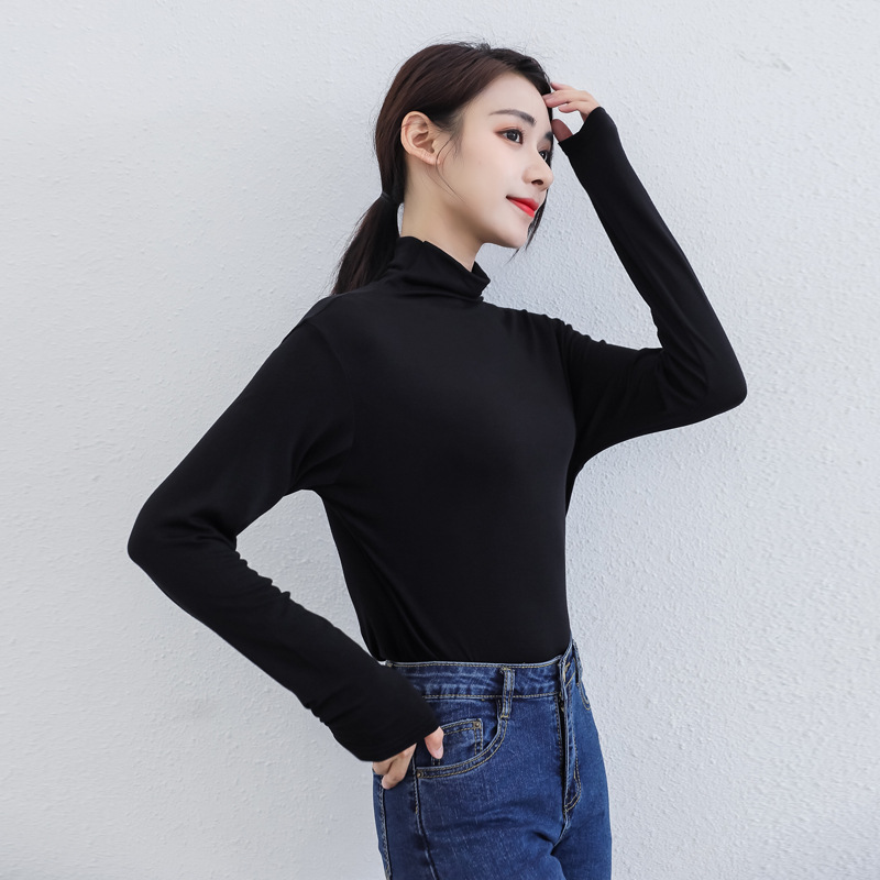 Modal cotton bottoming shirt female long-sleeved spring and autumn wild 2020 new round neck top clothes, autumn T-shirt